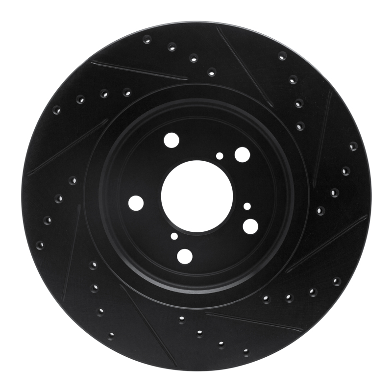 Acura MDX Brake Rotor (1) - Front Left - R1 Concepts - Drilled & Slotted - Black - `17-`20